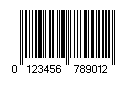 12 digits EAN 13 bar code image.